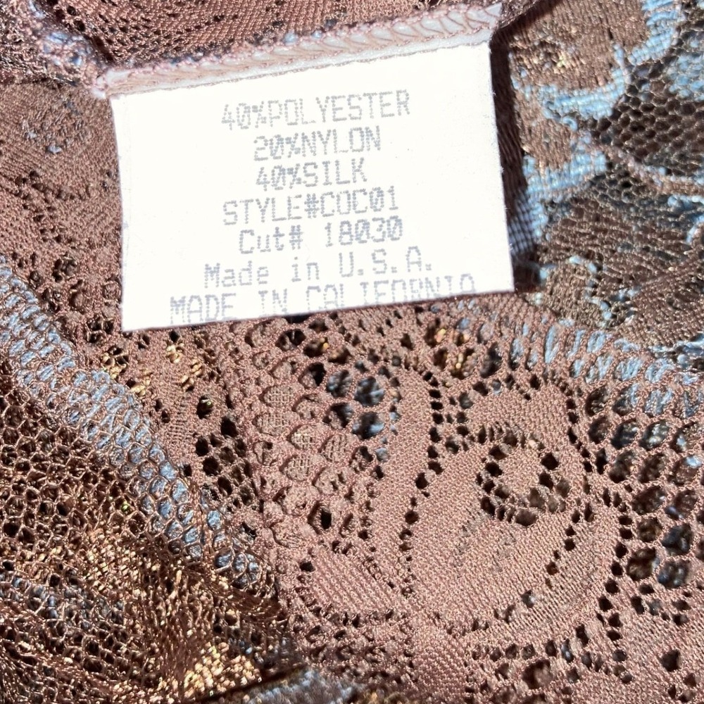 Spencer Alexis Boho Floral Embroidered Lace Kimono Brown Sheer Open Front Top - Picture 10 of 10